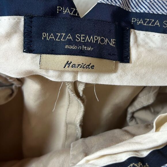 PIAZZA SEMPIONE MATILDE PANTS KHAKIS 44 us 10 tan capsule everyday cropped - Picture 3 of 14